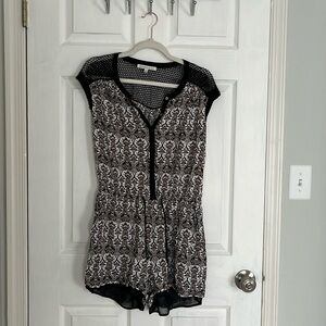 Romper with mesh shoulders